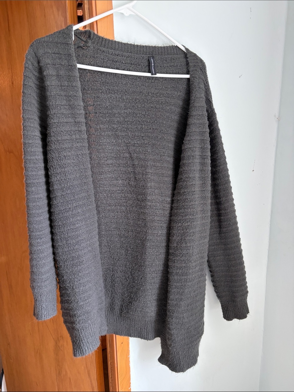 Relaxed Open-Front Women's Cardigan Sweater - Charcoal